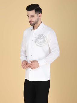 Denis Parkar - White Hand Embroidered Shirt for Men