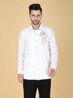 Denis Parkar - White Hand Embroidered Shirt for Men