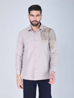 Denis Parkar - Grey Hand Embroidered Shirt for Men