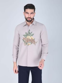 Denis Parkar - Grey Hand Embroidered Shirt for Men