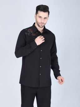 Denis Parkar - Black Hand Embroidered Shirt for Men