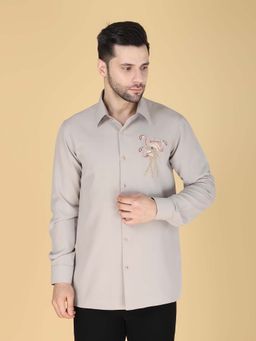 Denis Parkar - Grey Hand Embroidered Shirt for Men