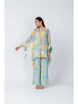 LABEL NAARITI - Nyra Blue Floral Co-Ord (Set of 3)