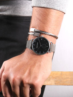 Joker and Witch - Joker & Witch Black Maleficent Silver Watch With Bracelet Stack (Set of 2)