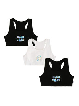 Plan B - Double Layered Racerback Sports Bra - Monochrome Black (Pack of 3)