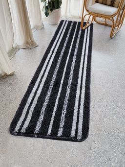 Saral Home - Microfiber Striped Anti-Skid Runner-Black-50X180 Cm