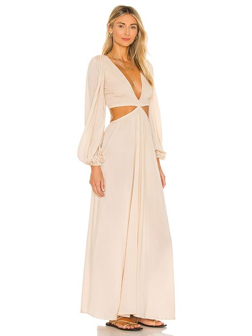 Buy Indah Julie Solid Ruched Bodice Cutaway Maxi Dress Online