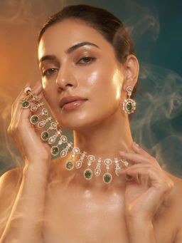 Tussya by Shreya - Celestia Moissanite Necklace with Earrings