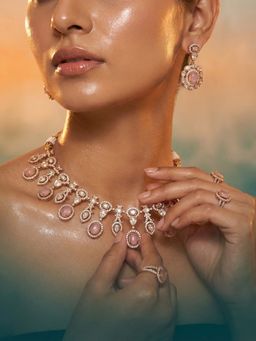 Tussya by Shreya - Astraea Moissanite Necklace with Earrings
