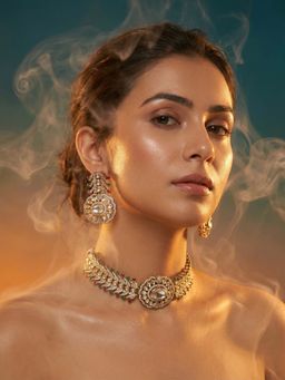 Tussya by Shreya - Aveline Moissanite Necklace with Earrings