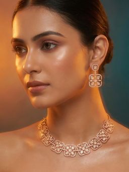 Tussya by Shreya - Azure Moissanite Necklace with Earrings