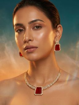 Tussya by Shreya - Amara Moissanite Necklace with Earrings