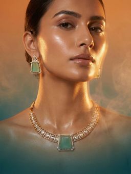 Tussya by Shreya - Zyra Moissanite Necklace with Earrings