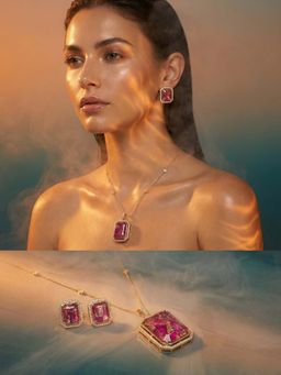Tussya by Shreya - Oriana Moissanite Necklace with Earrings
