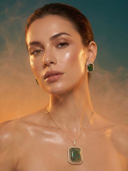 Tussya by Shreya - Saphira Moissanite Necklace with Earrings