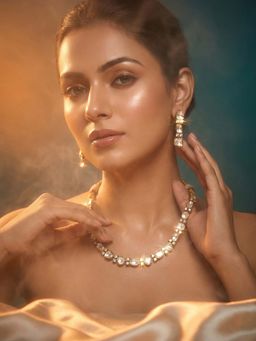 Tussya by Shreya - Aurelle Moissanite Necklace with Earrings