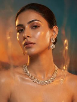 Tussya by Shreya - Elysia Moissanite Necklace with Earrings