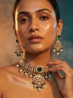 Tussya by Shreya - Zarina Moissanite Necklace with Earrings
