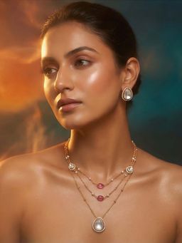 Tussya by Shreya - Calira Moissanite Necklace with Earrings