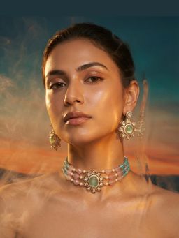 Tussya by Shreya - Virela Moissanite Necklace with Earrings
