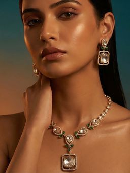 Tussya by Shreya - Saryna Moissanite Necklace with Earrings