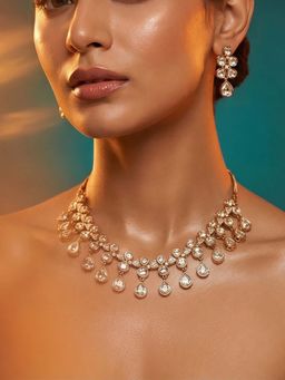 Tussya by Shreya - Zyline Moissanite Necklace with Earrings