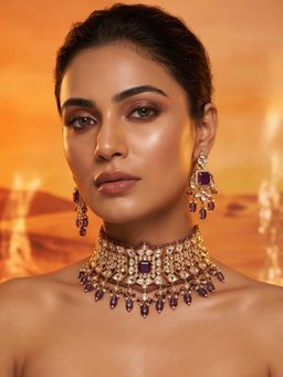 Tussya by Shreya - Zyrella Moissanite Necklace with Earrings