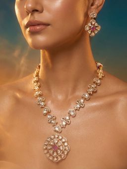 Tussya by Shreya - Velara Moissanite Necklace with Earrings