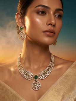 Tussya by Shreya - Auretta Moissanite Necklace with Earrings