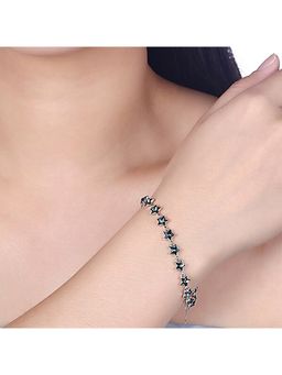 Yellow Chimes - Women Silver-Toned and Blue Crystals Silver-Plated Charm Bracelet