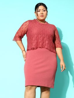 KASSUALLY - CURVE BY KASSUALLY Pink Bodycon Mini Dress