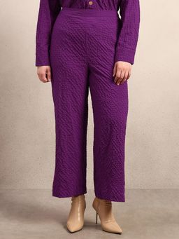 VERO MODA - Curve Purple Textured Trouser