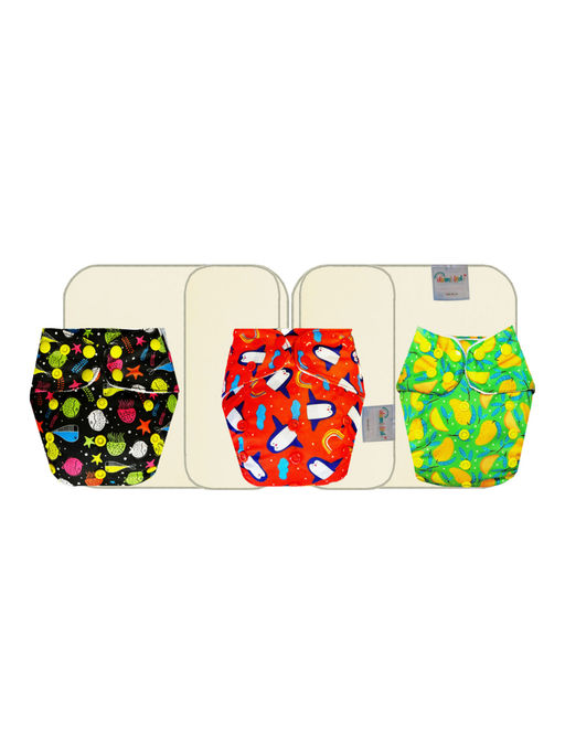 Dumbledo Cloth Diapers with Superabsorbent Insert and Booster Pad (Pack of 3) (18-24 Months)