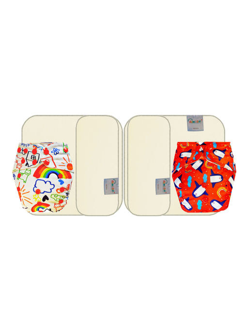 Dumbledo Cloth Diapers with Superabsorbent Insert and Booster Pad (Pack of 2) (18-24 Months)