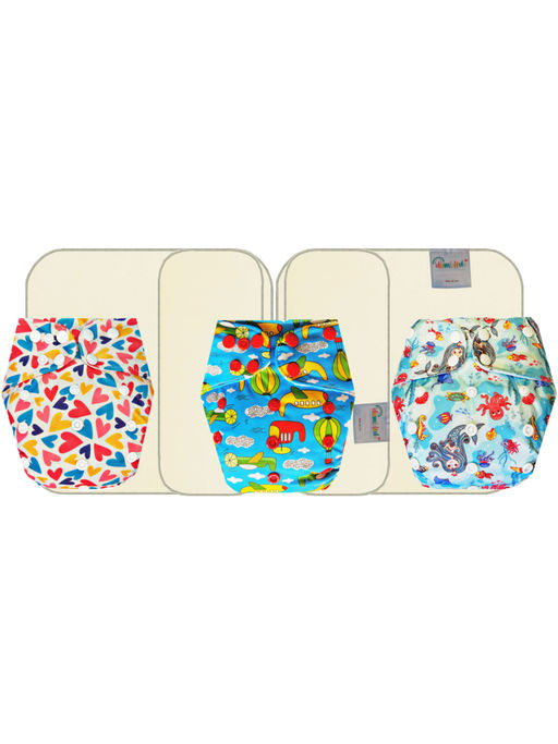 Dumbledo Cloth Diapers with Superabsorbent Insert and Booster Pad (Pack of 3) (18-24 Months)