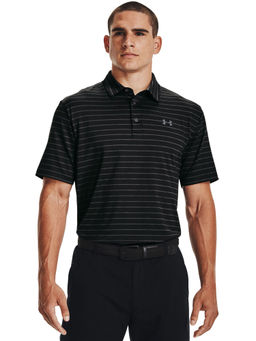Under Armour - Black Mens Playoff Tour Stripe Short Sleeve Polo T-Shirt