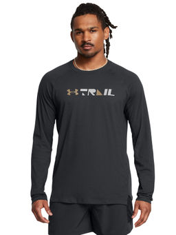 Under Armour - Grey Mens Trail Run Graphic Long Sleeves T-Shirt