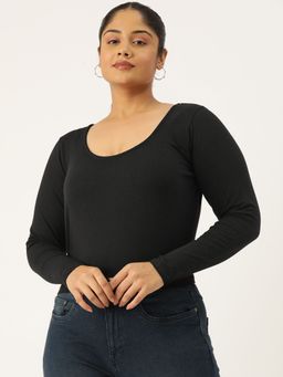 theRebelinme - Plus Size Womens Black Solid Color Cotton Crop Top