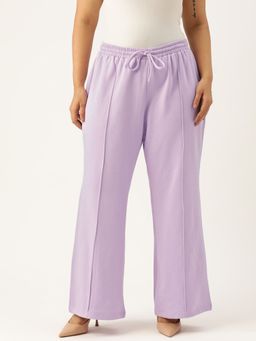 theRebelinme - Plus Size Women's Lavendar Solid Color Pleated Winter Trouser