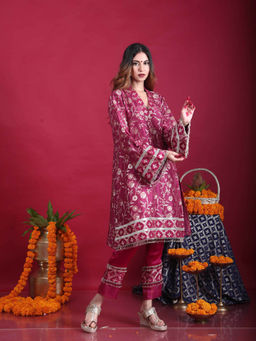 MONK & MEI - Meena-Pakistani Kurta-Plum Magenta (Set of 2)