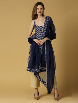 MONK & MEI - Radha-Sleeveless Kurta-Deep Blue (Set of 3)