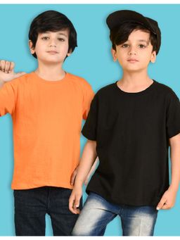 Nusyl - Boys Multi-Colour Solid Oversized T-Shirt (Pack Of 2)