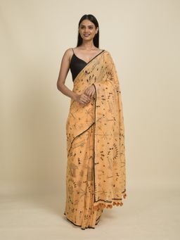 Suta - Orange Warli Printed Cotton Saree