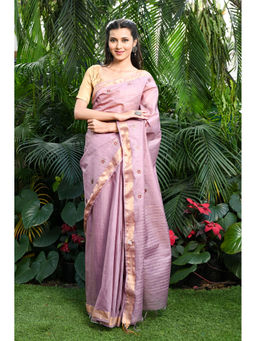 Beatitude - Pink Handwoven Kota Banswara Silk Saree with Unstitched Blouse