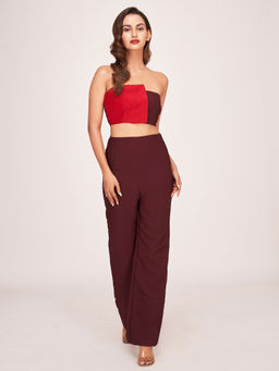 House of Varada - Crimson Mocha Elegance Co-Ord (Set of 2)