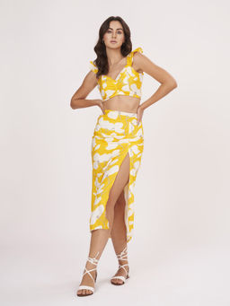 House of Varada - Ruffle Trouble Crop Top and Skirt (Set of 2)