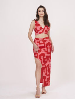 House of Varada - Ravishing Printed Crop Top and Skirt (Set of 2)