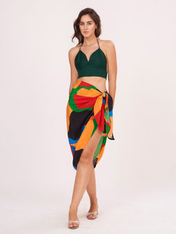 House of Varada - Siren Multicolor Crop Top and Sarong (Set of 2)