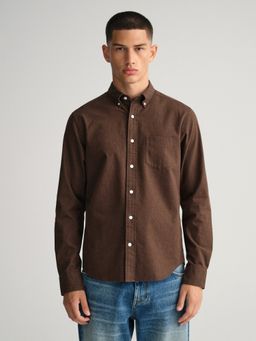 GANT - Men Brown Solid Regular Fit Shirt