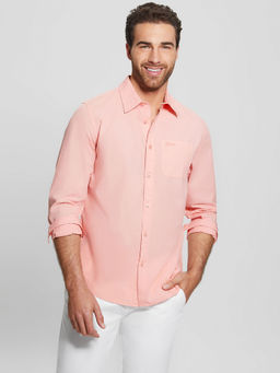 Guess - Coral Solid Spread Collar Full Sleeves Shirt for Men